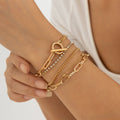 Thin Chain Layered Rhinestone Chain Bracelet Set