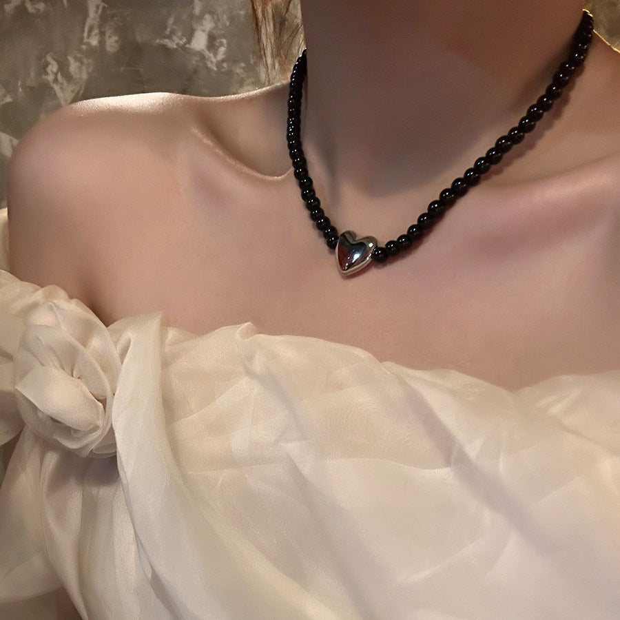 love Black Glass Bead Necklace