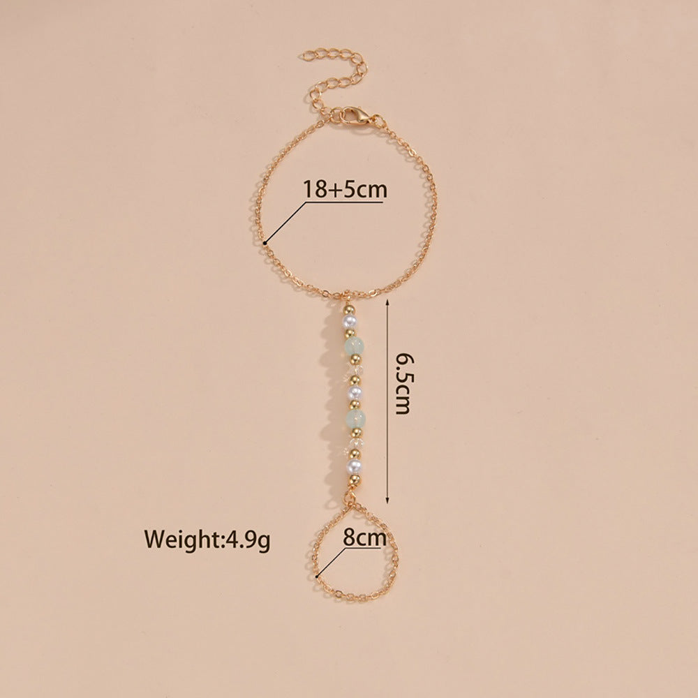 Pearl Finger Bracelets Ring Hand