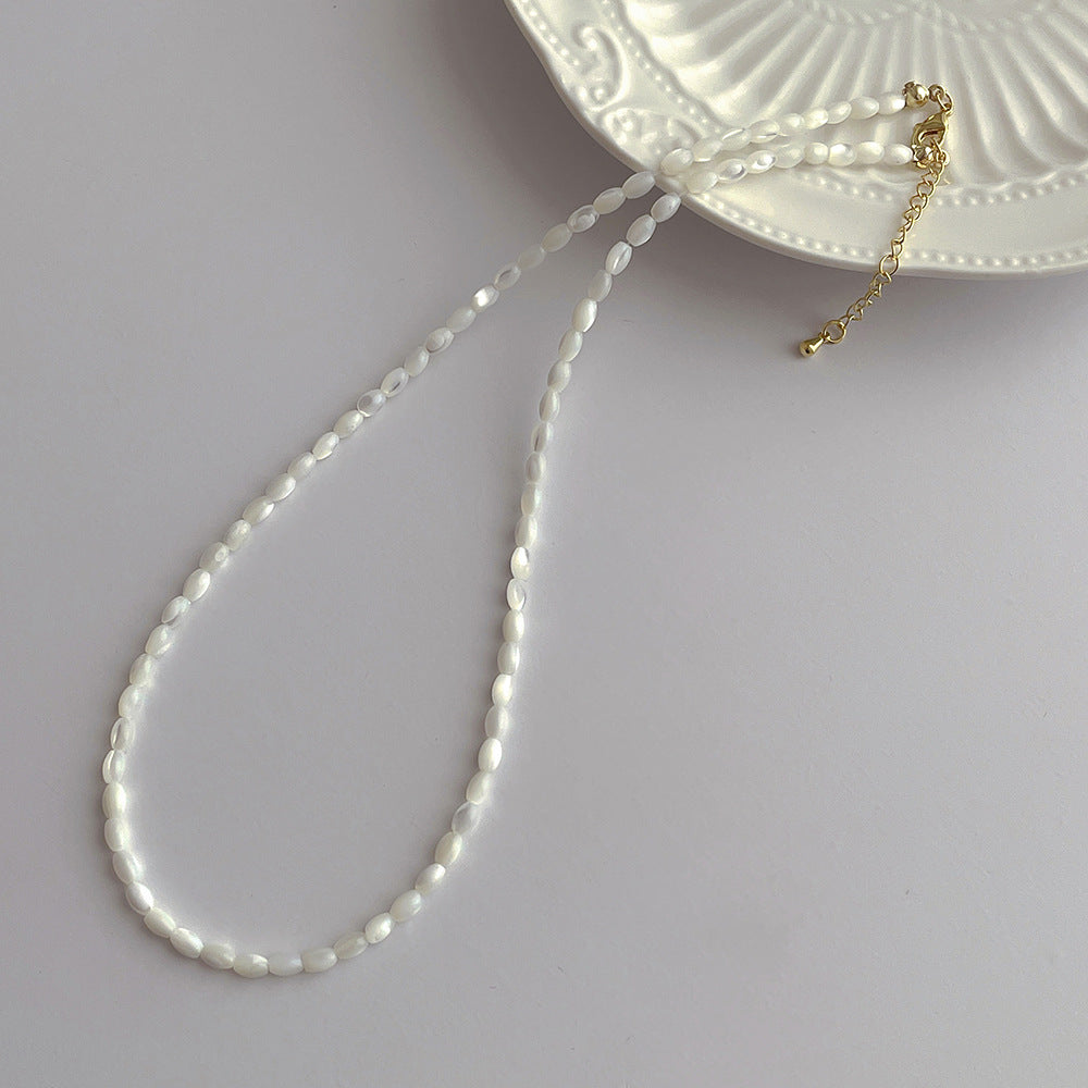 Handmade Oval Shell Bead Necklace