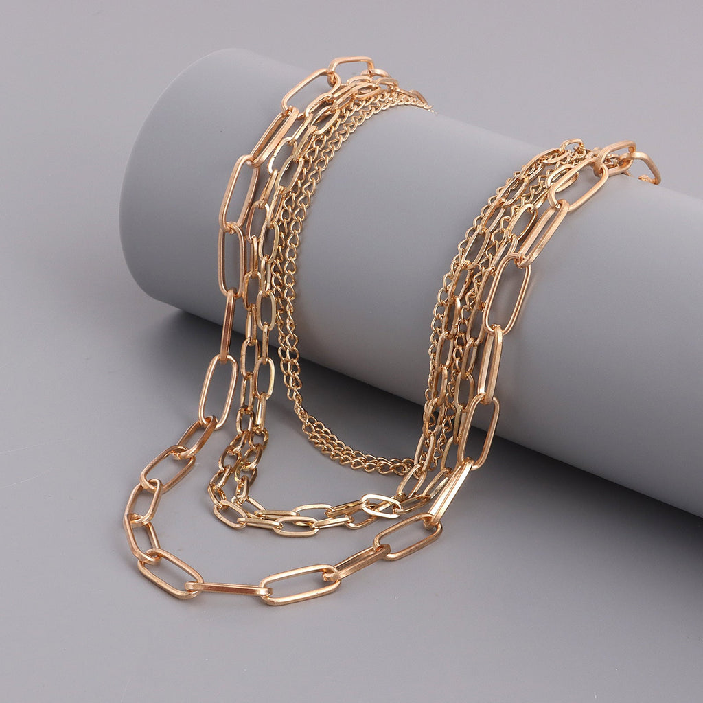 Vintage Punk Layered Metal Chain Necklace