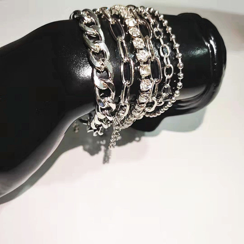 Multi-Layer Strips Rhinestone Chain Bracelet Sets