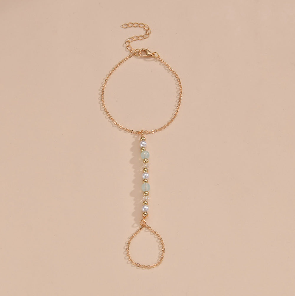 Pearl Finger Bracelets Ring Hand
