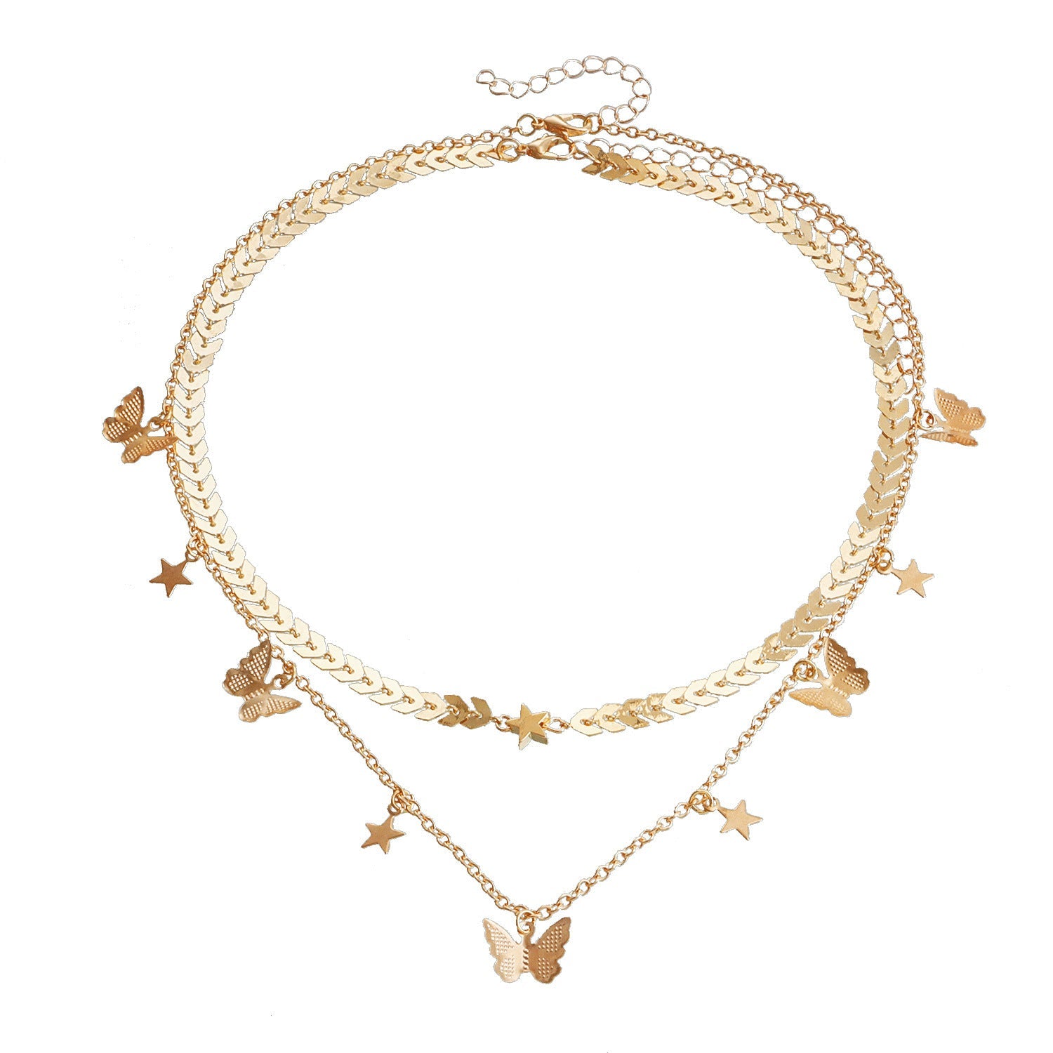 Multi-Layer Butterfly Pendant Necklace
