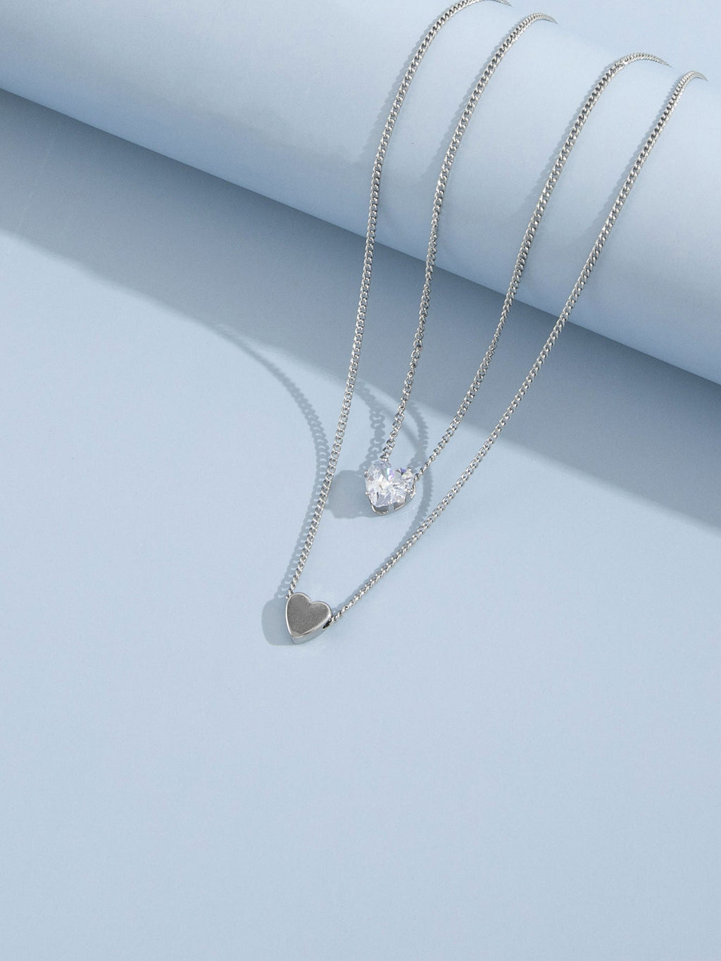 Pearl Heart Pendant Necklace Chain Choker Double Layer