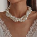 Big Pearl Beaded Choker Necklaces Collar for Women