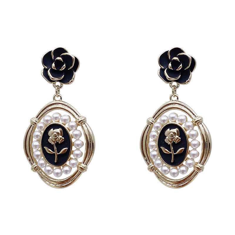 Enameled Pearl Beads Earrings