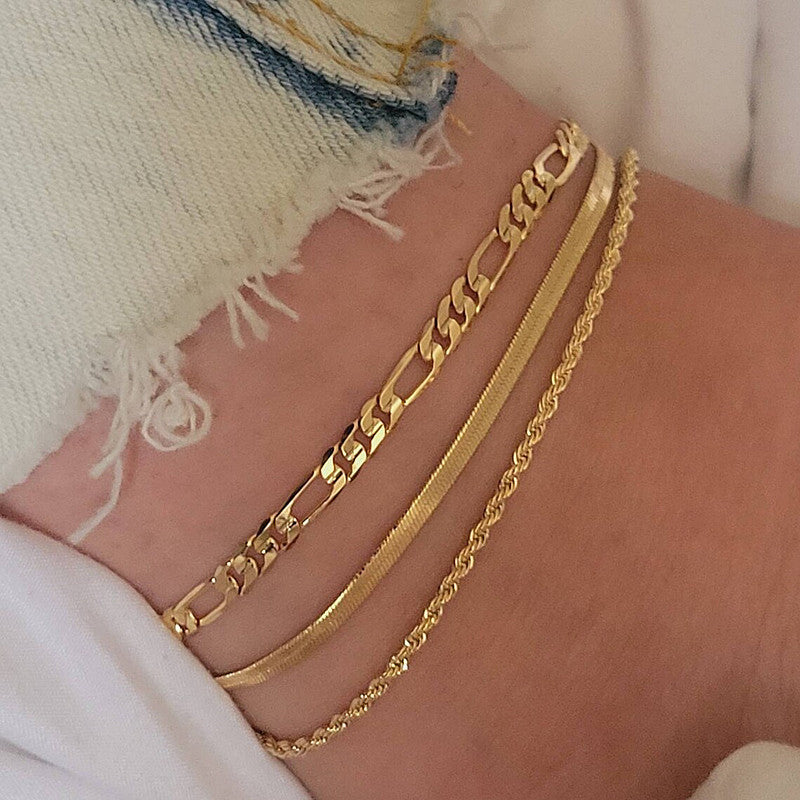 Layered Butterfly Twists Chain Anklet Jewelry