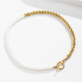 Beads Pearl OT Buckle Necklace