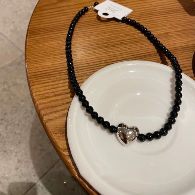 love Black Glass Bead Necklace