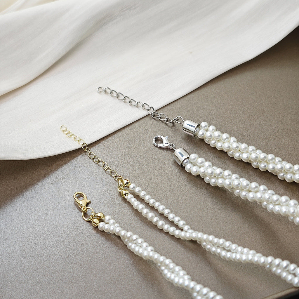 Multi Strand Pearl Necklace Pearl Choker Necklace