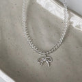 Bow Clear Glass Beaded Necklace