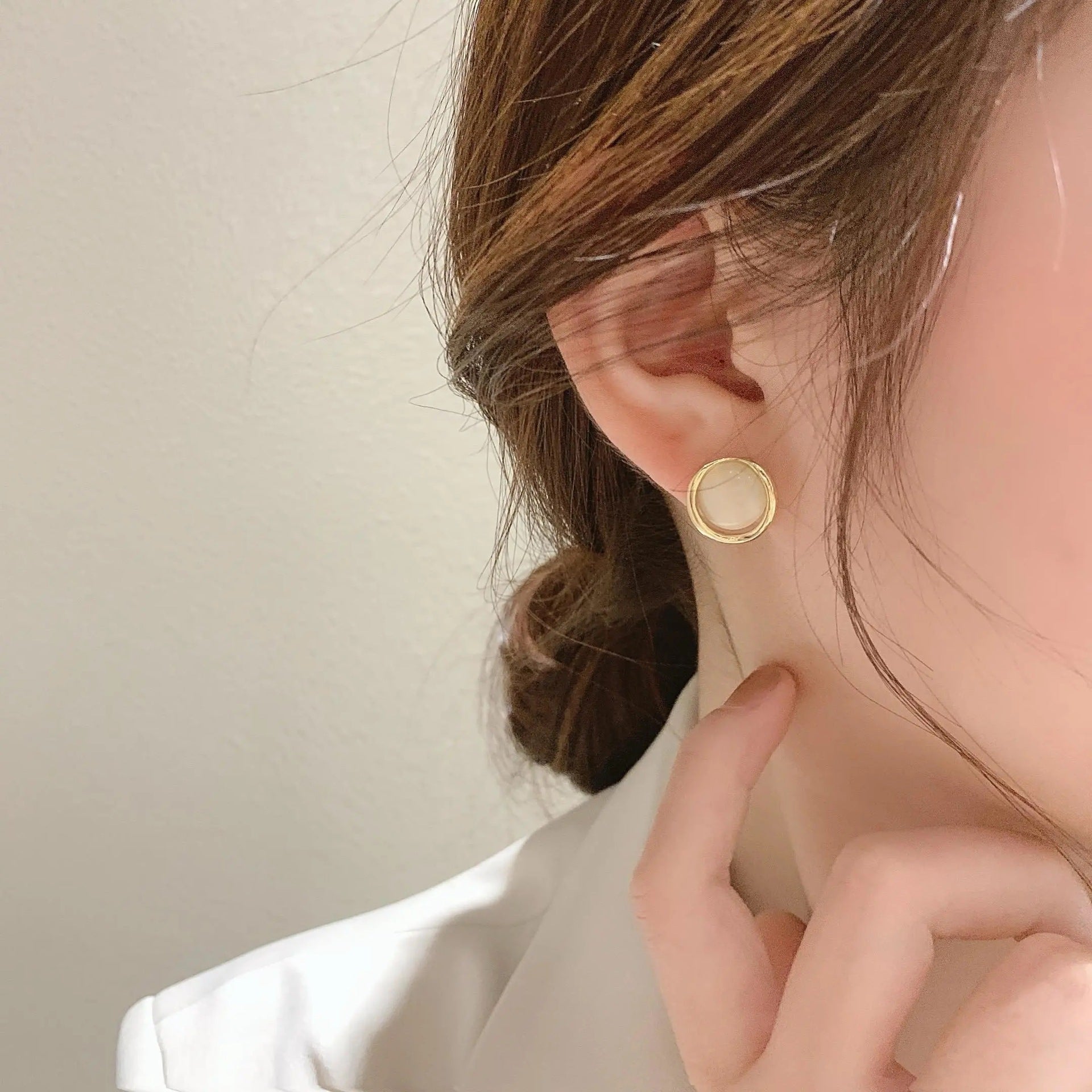Opal Round Stud Earring for Women