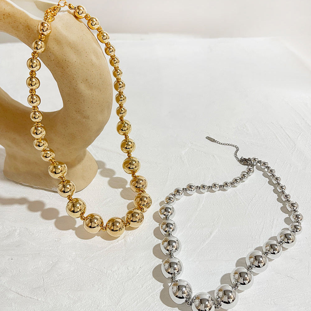 Chunky Big Ball Beads Chain Choker Necklace