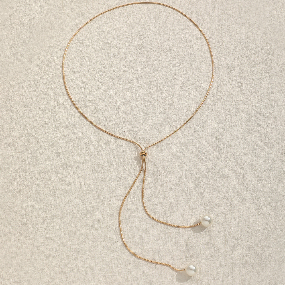 Pull Snake Bone Pearl Necklace Fashion