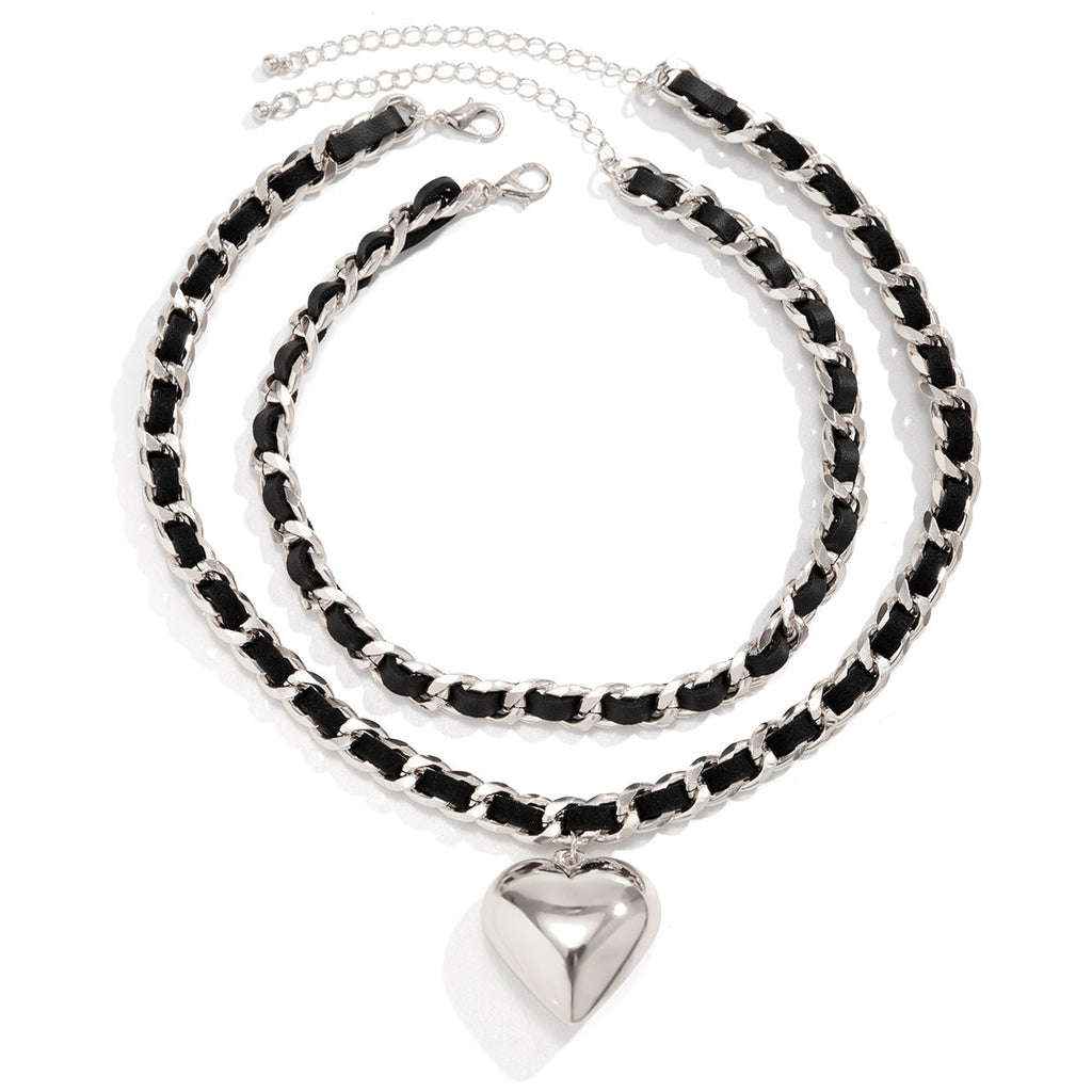 Retro Love Double Layer Chain Necklace