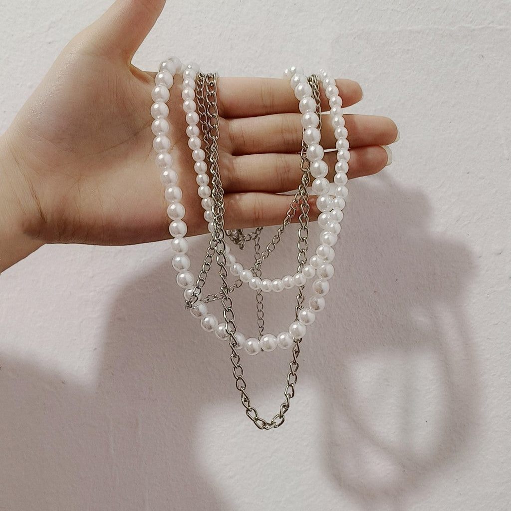 Vintage Layered Necklace Faux Pearl Strand Costume Jewelry
