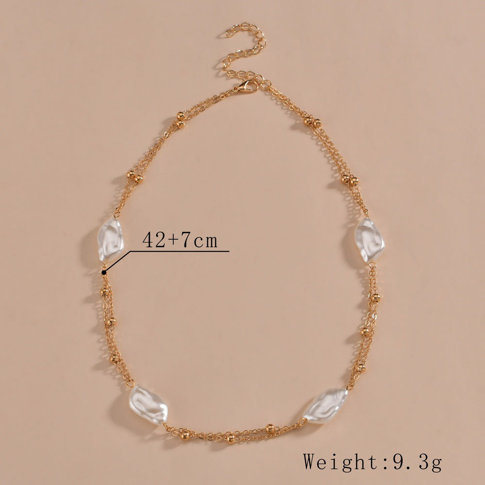 Pearl Baroque Beaded Chain Necklace