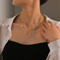 Chain Circle Pearl Charm Necklace
