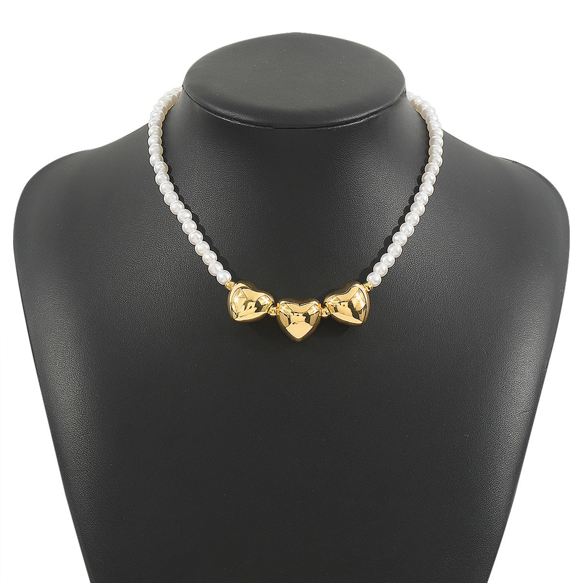 Pearl Beaded Necklace love Pendant