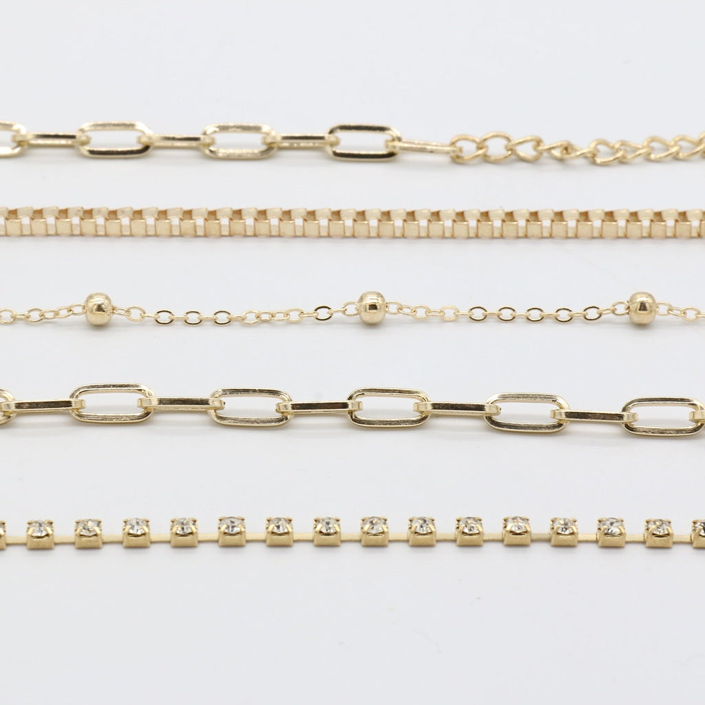 Rectangle Link Chain Bracelet Set