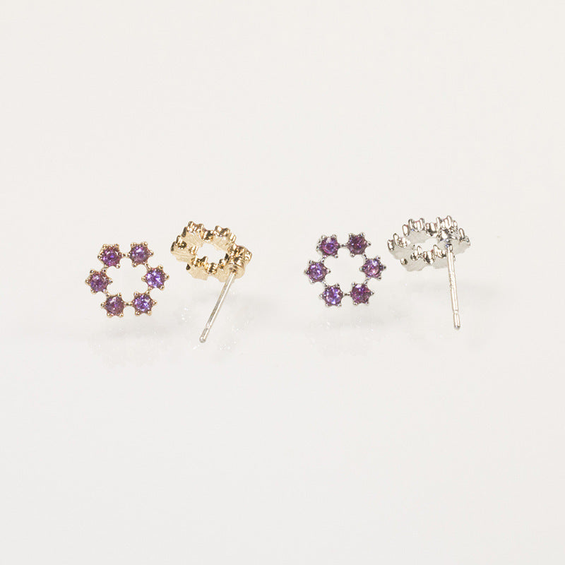 Heart Zircon Flower Earring Sets