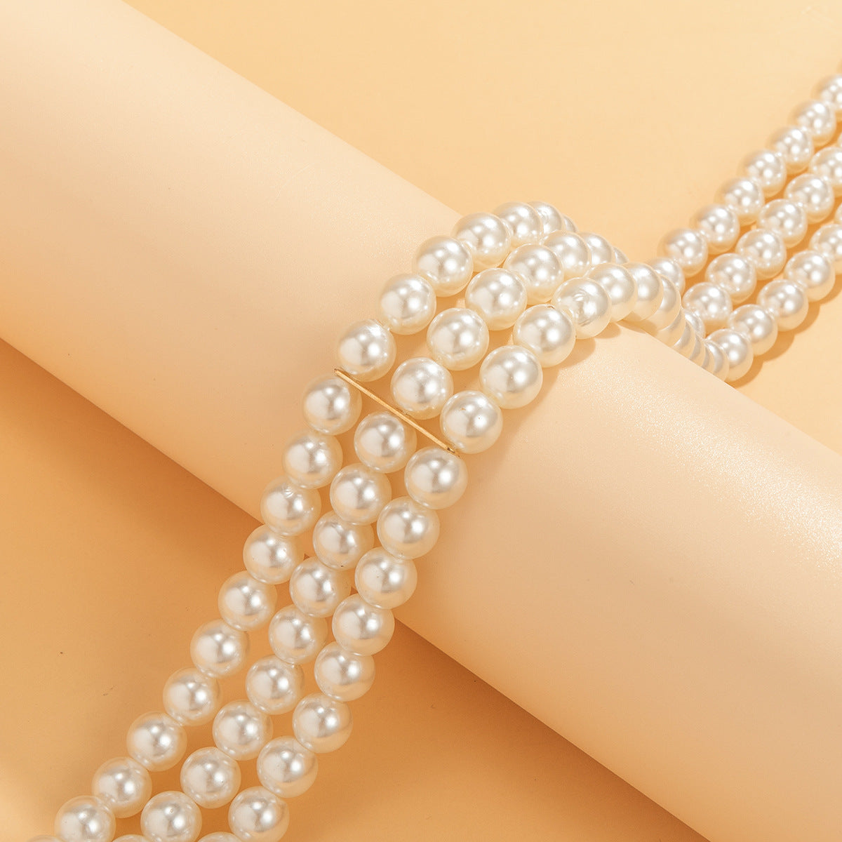 Boho Vintage Pearl Necklace Multi-Strands round Pearl Choker