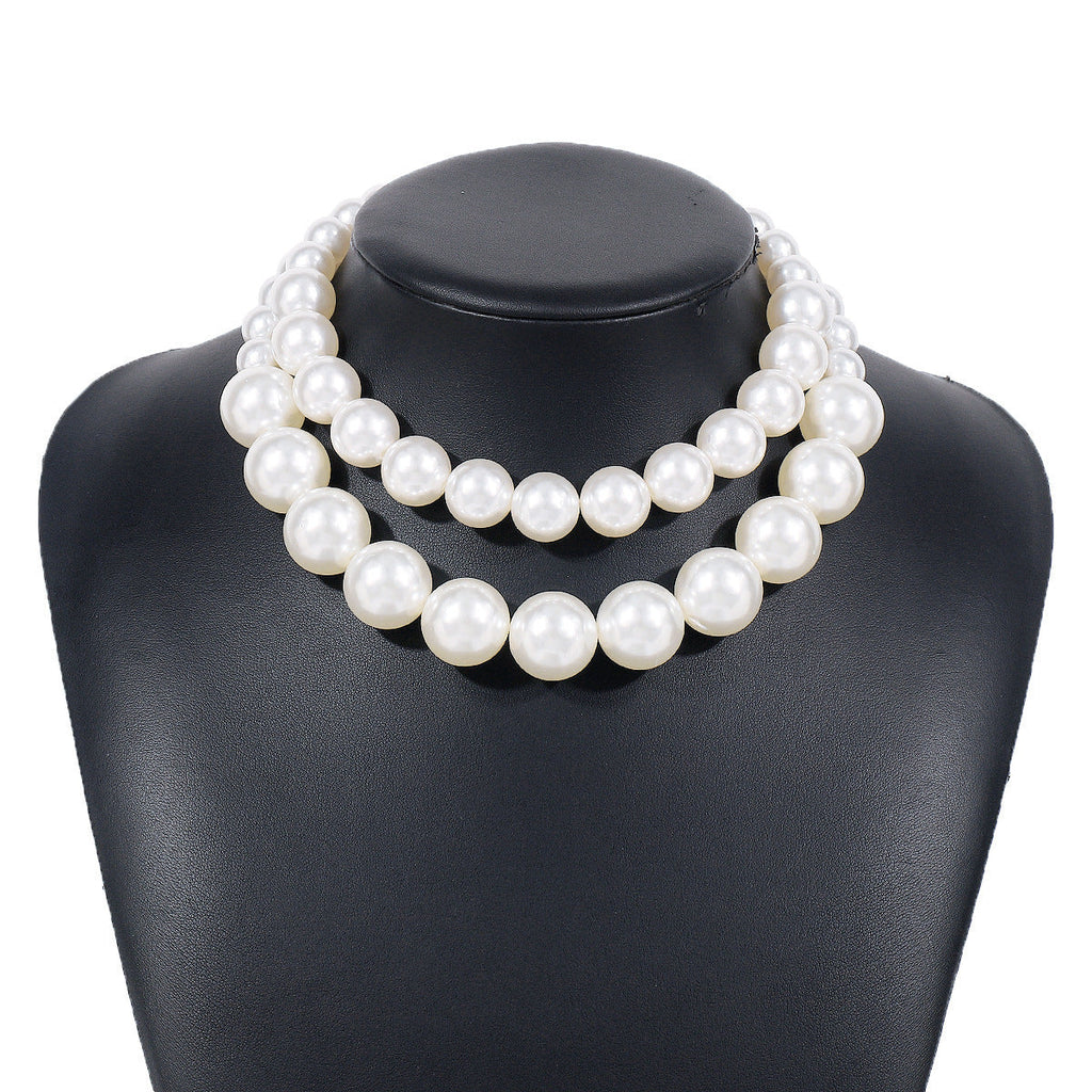 Boho Exaggerate Imitation Pearl Beaded Necklace Choker