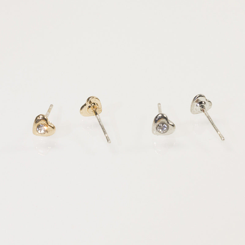 Rhinestone Heart Stud Earring