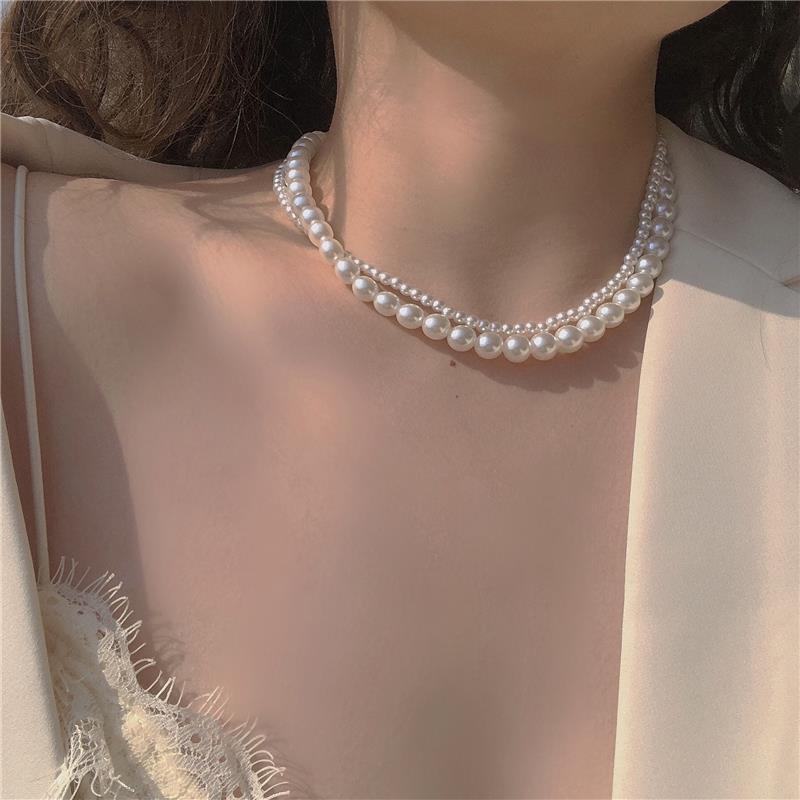 Double Pearl Necklace Court Style Necklace