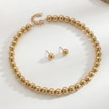Geometric Round Metallic Beads Choker Necklace Jewelry Set