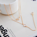 Double-Layered Tassels Necklace Elegant Women Crystal