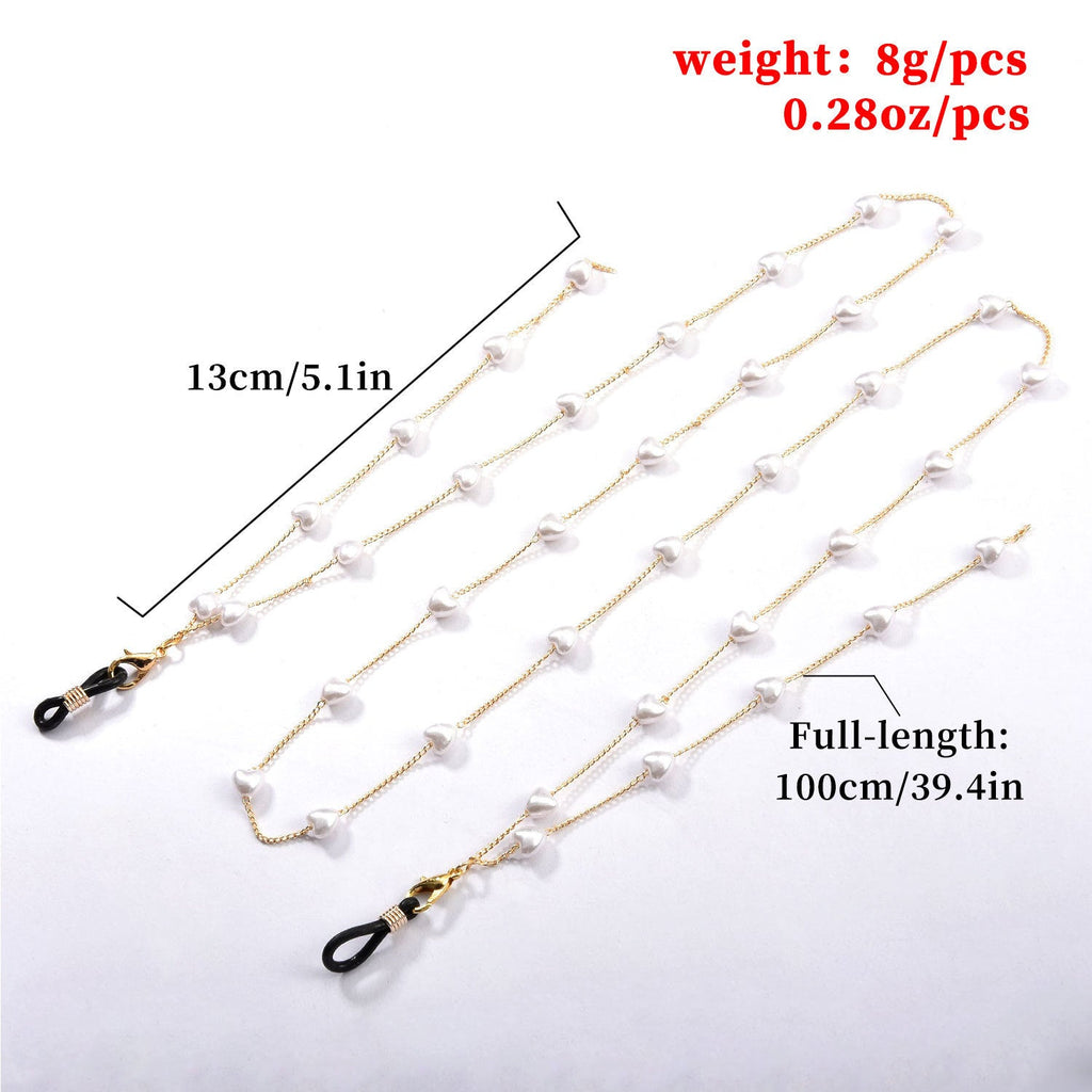 Heart Pearl Color Clip Bead Metal Glasses Chain