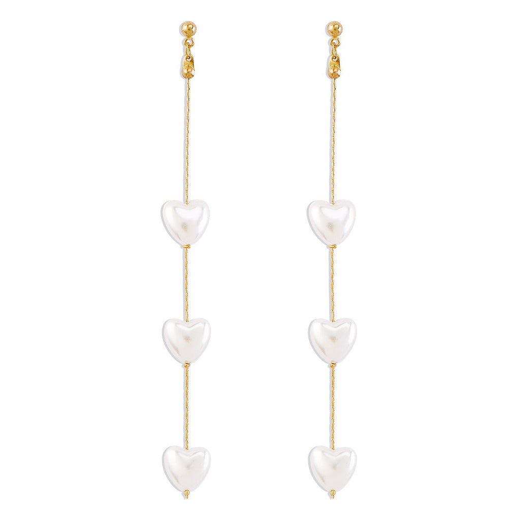 Heart Pearl Tassel Earring