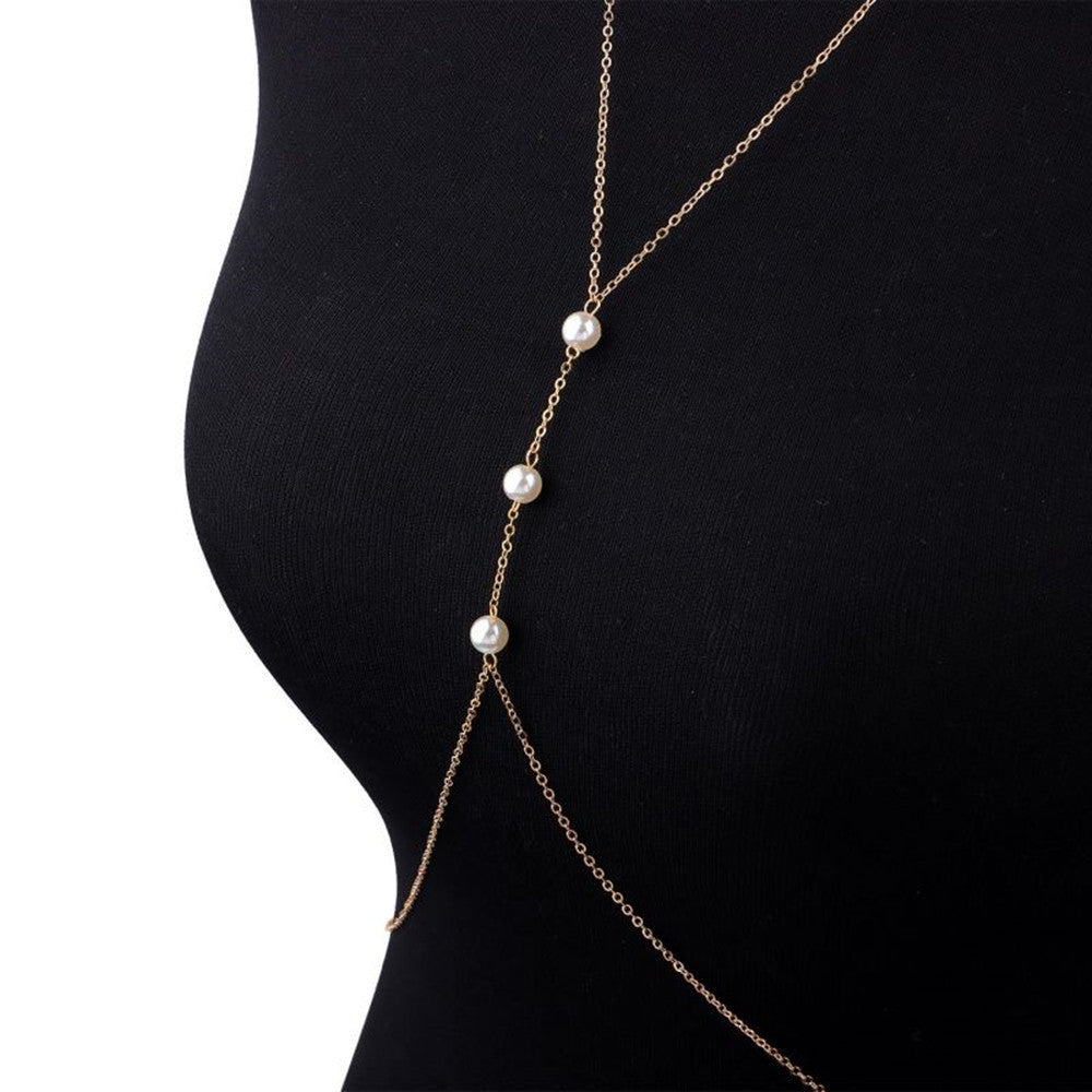 Sexy Pearl Chest Bra Belly Body Chain