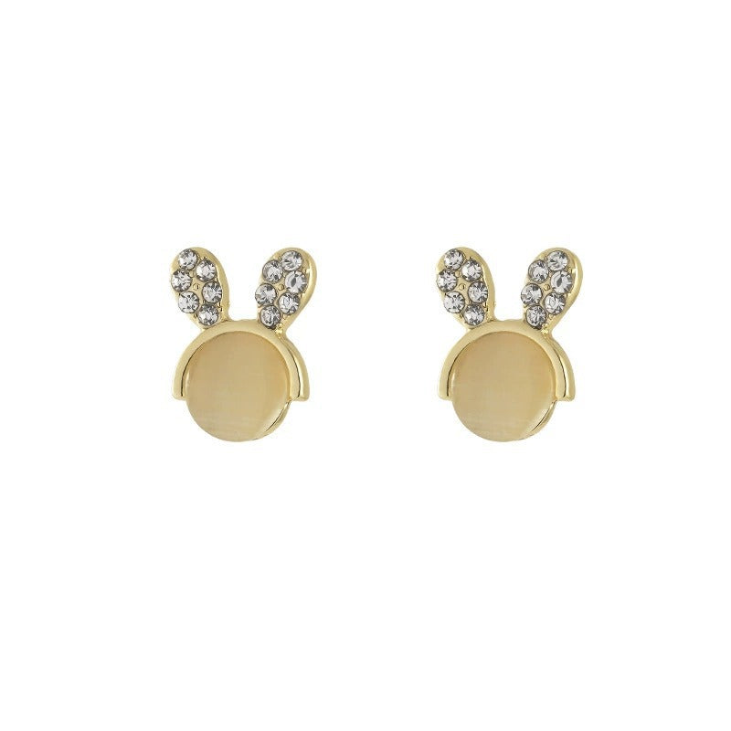 Opal Cute Rabbit Stud Earrings