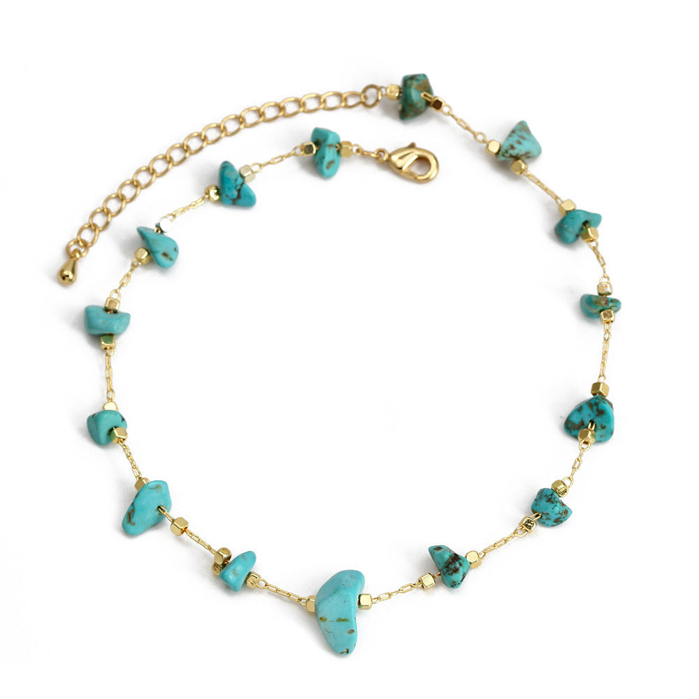 Bohemian Simple Colorful Gravel Bead Anklet Chain