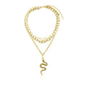 Vintage Bohemian Multi Layer Chunky Chain Choker Necklace Snake Pendant Necklaces