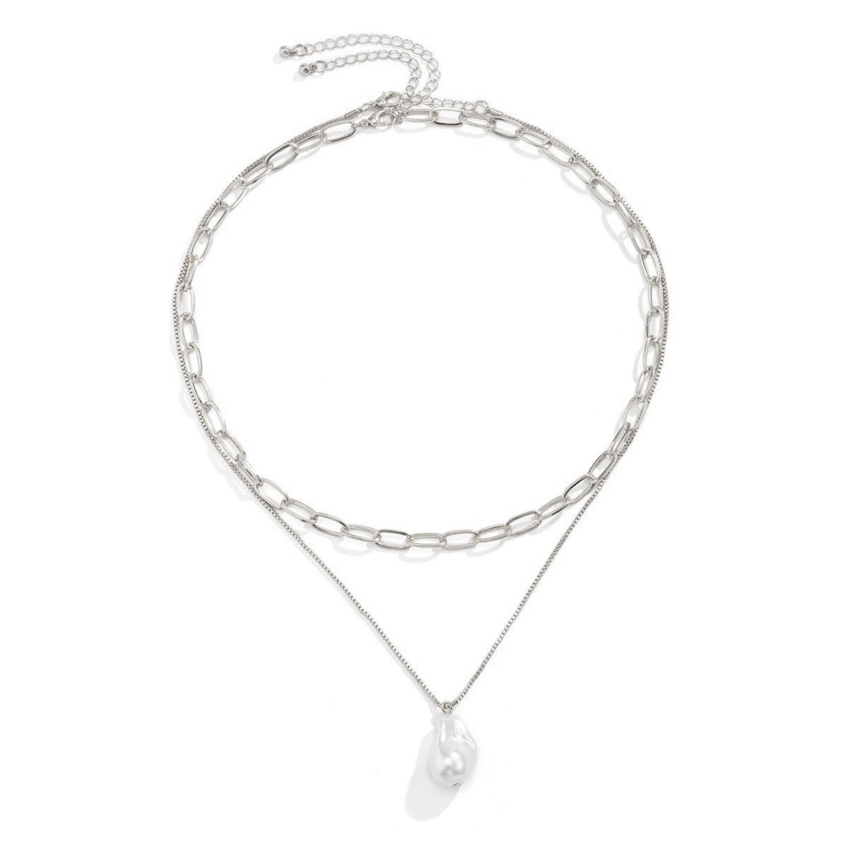 New Design Double Layer Chain Charm Pendant Pearl Necklace