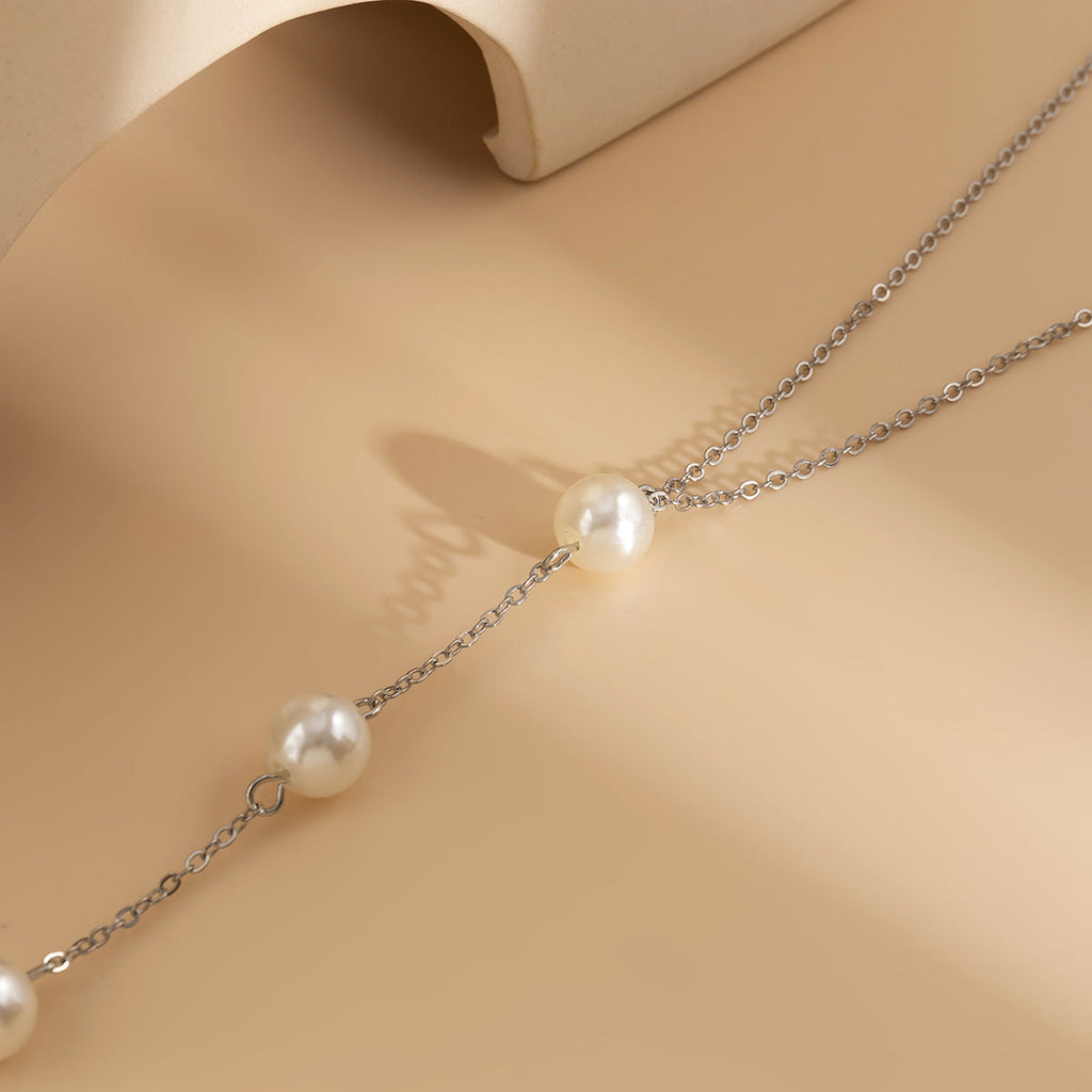 Long Link Tassels Imitated Pearl Necklace