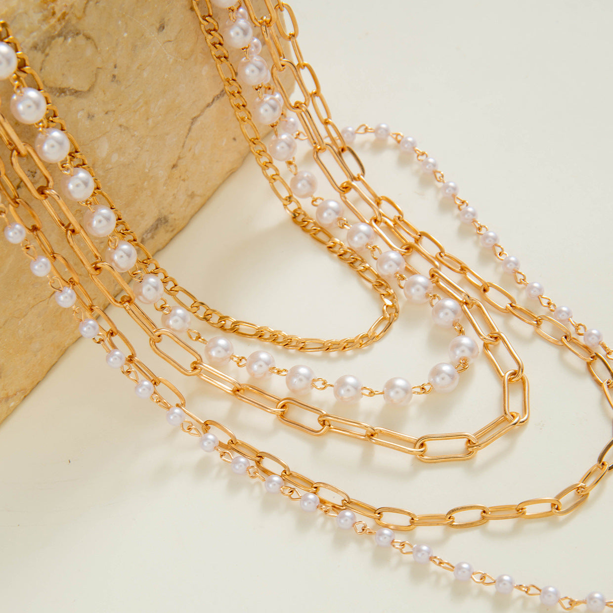 Layer Pearl Necklace Long Chain Necklace
