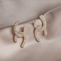 Romantic Double Rhinestone C Earrings