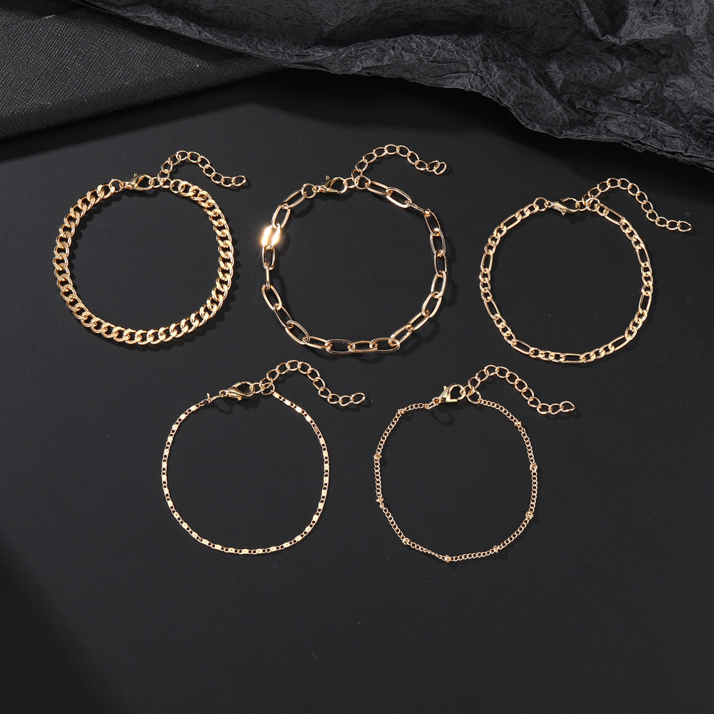 Simple Round Bead Chain Bracelet Set