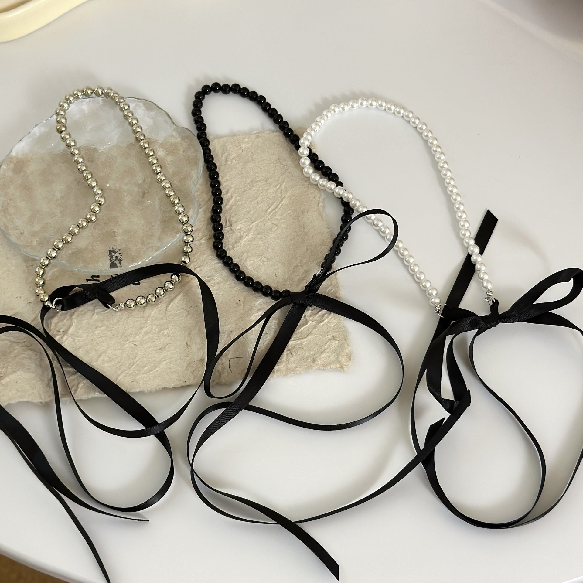 Long Bow Collarbone Chain Necklace DIY Lace up