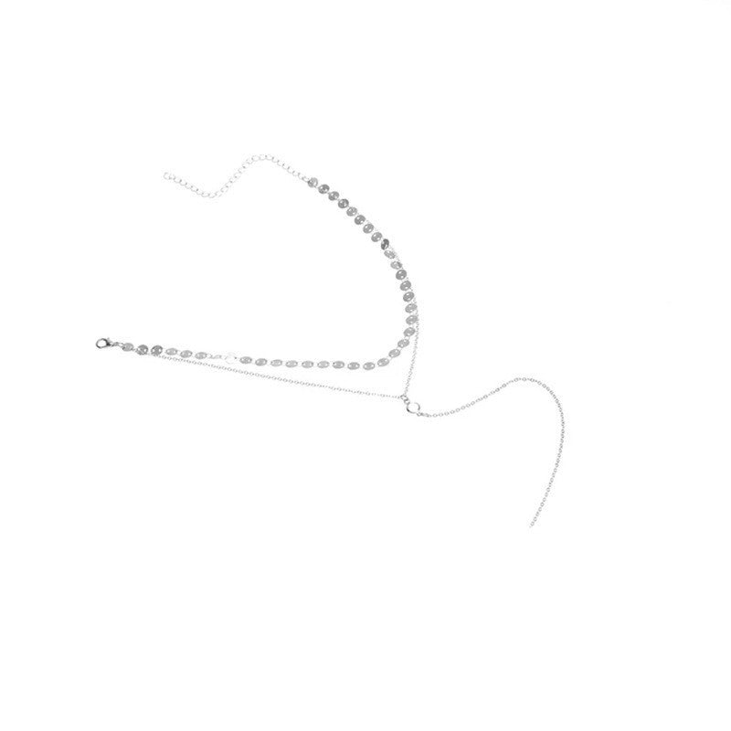 Layer Chain Long Necklace Crystal Pendant