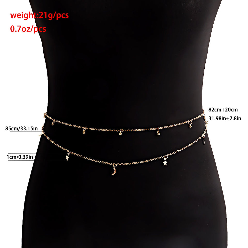 Beach Fashion Belly Chain Moon Body Jewelry Star Tassel Waist Chains