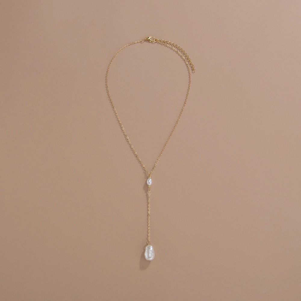 Women Pearl Sweater Chain Necklace