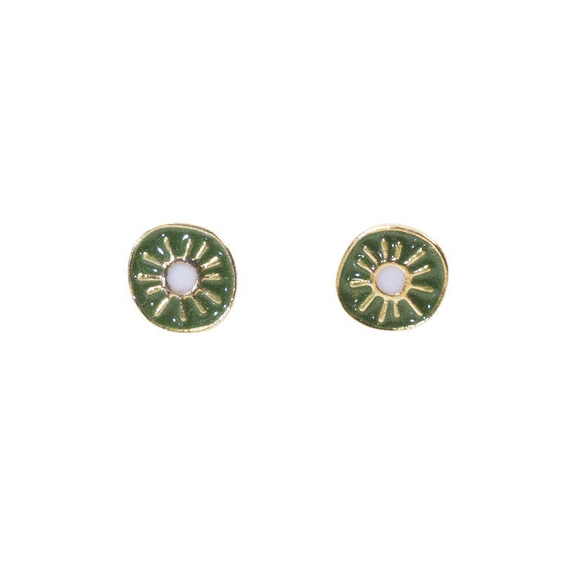 Enamel kiwi MIni Stud Earring