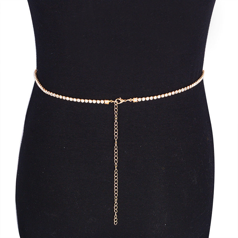 Women Sexy Rhinestone Waist Chain for Body Jewelry