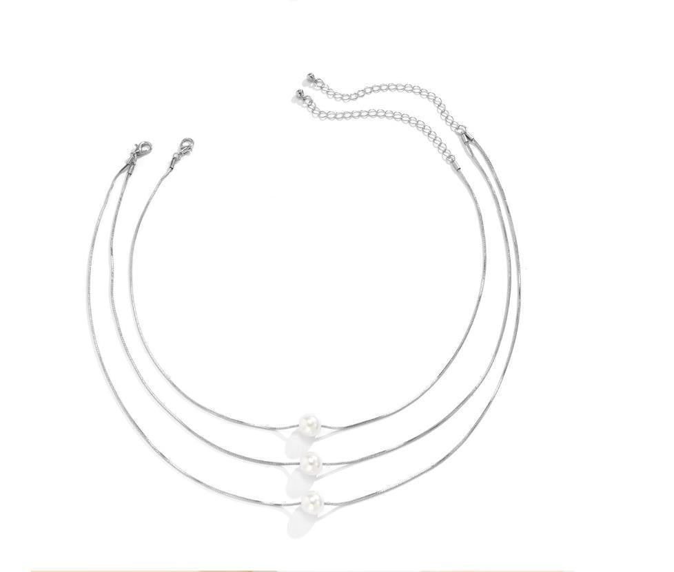 3-Layer Pearl Pendant Necklace - Fashionable Multi Strand Jewelry